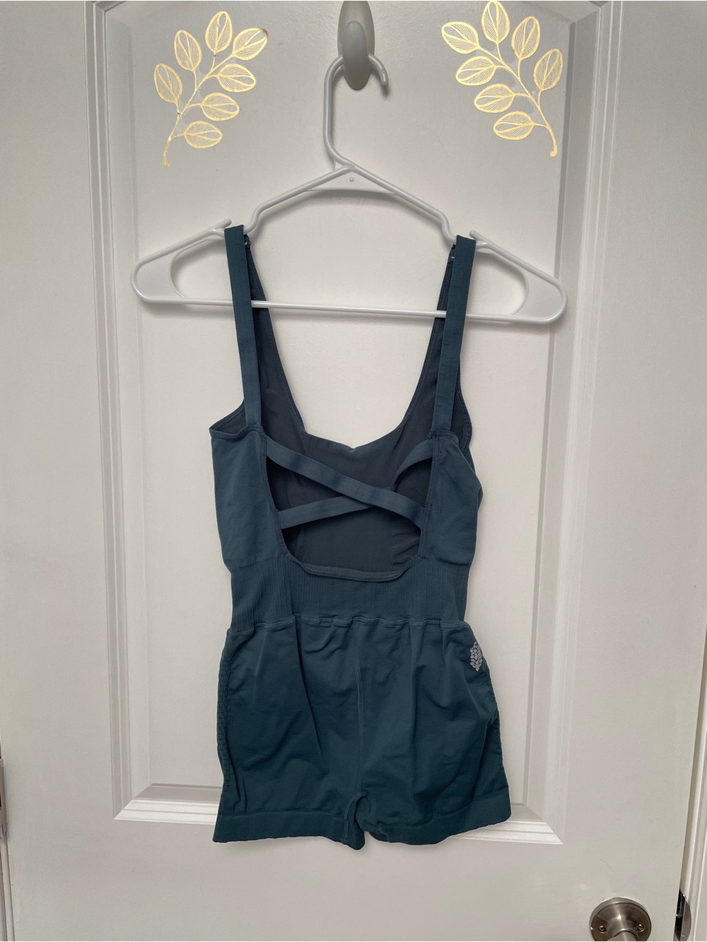 Free people size S good karma runsie Strappy Back Active Romper in Deep Teal - Picture 9 of 12